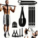 Adjustable Heavy Duty Pull Up Assistance Bands with Fabric Feet and Knee Rest – Pull Up Resistance Bands for Men, Women, and Seniors – Perfect for Dip and Resistance Strength Training Glamflex
