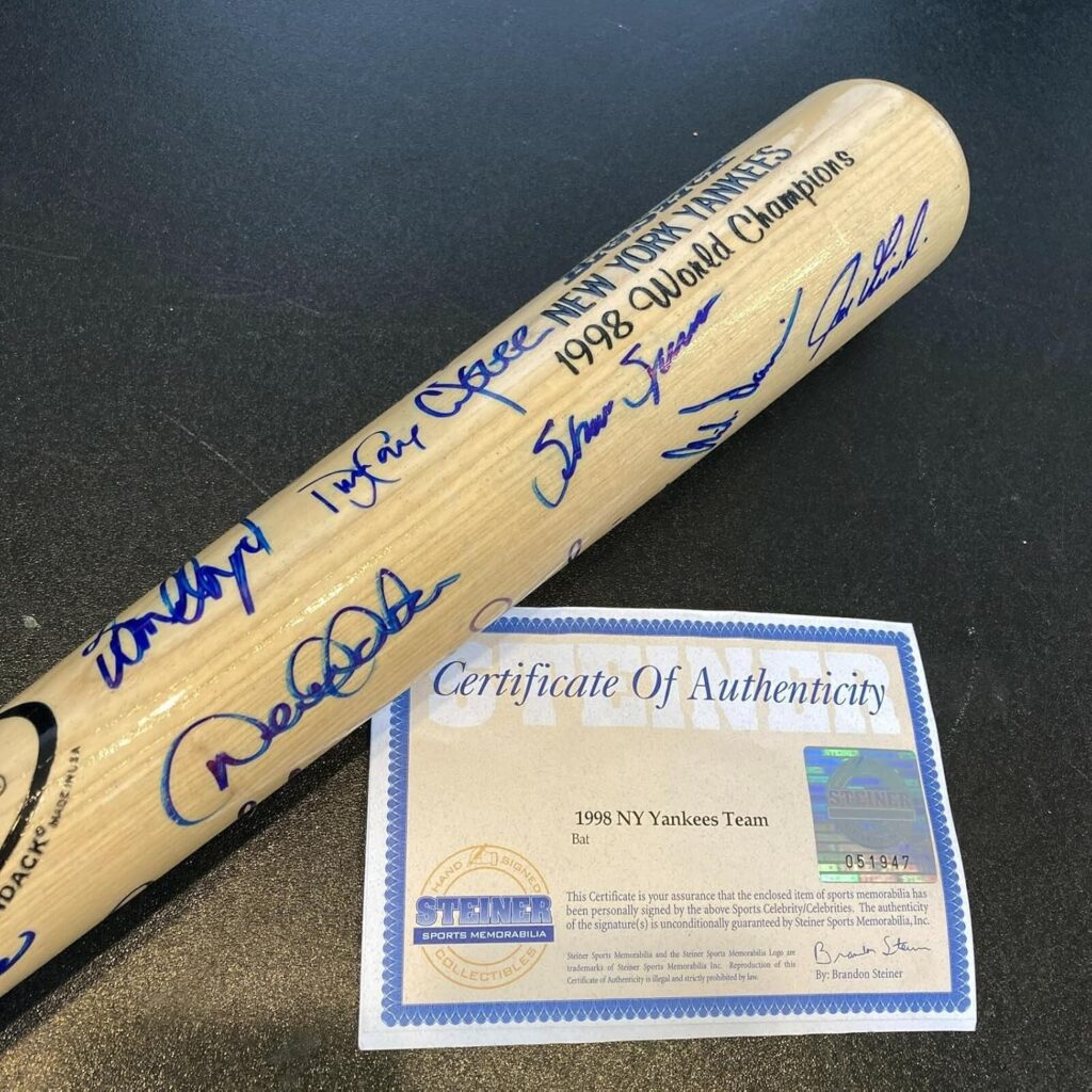 1998 NY Yankees WS Champs Team Signed Bat Derek Jeter Mariano Rivera Steiner – Autographed MLB Bats