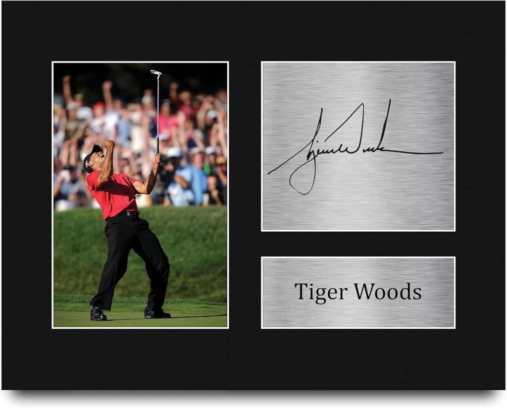 HWC Trading Tiger Woods Gifts Signed Printed Autograph Golf Photo Display – US Letter Size