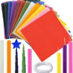 Moinchore 24 Pcs Beeswax Candle Making Kit, 8 x 8 Inch Vibrant Colors Beeswax Sheet for Candle Making with 1 Roll Cotton Wick, DIY Craft Rolling Supplies for Christmas Handmade Crafts Gift(Multicolor)