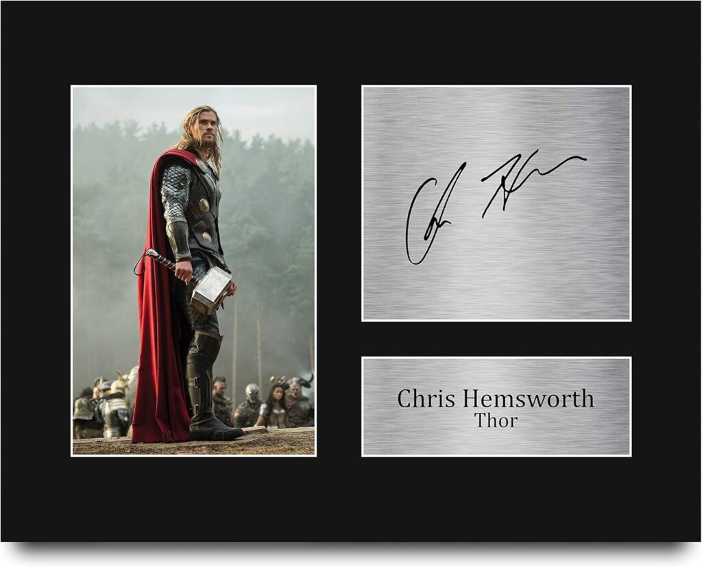 HWC Trading Chris Hemsworth USL Signed Printed Autograph Thor The Avengers Print Photo Picture Display – US Letter Size