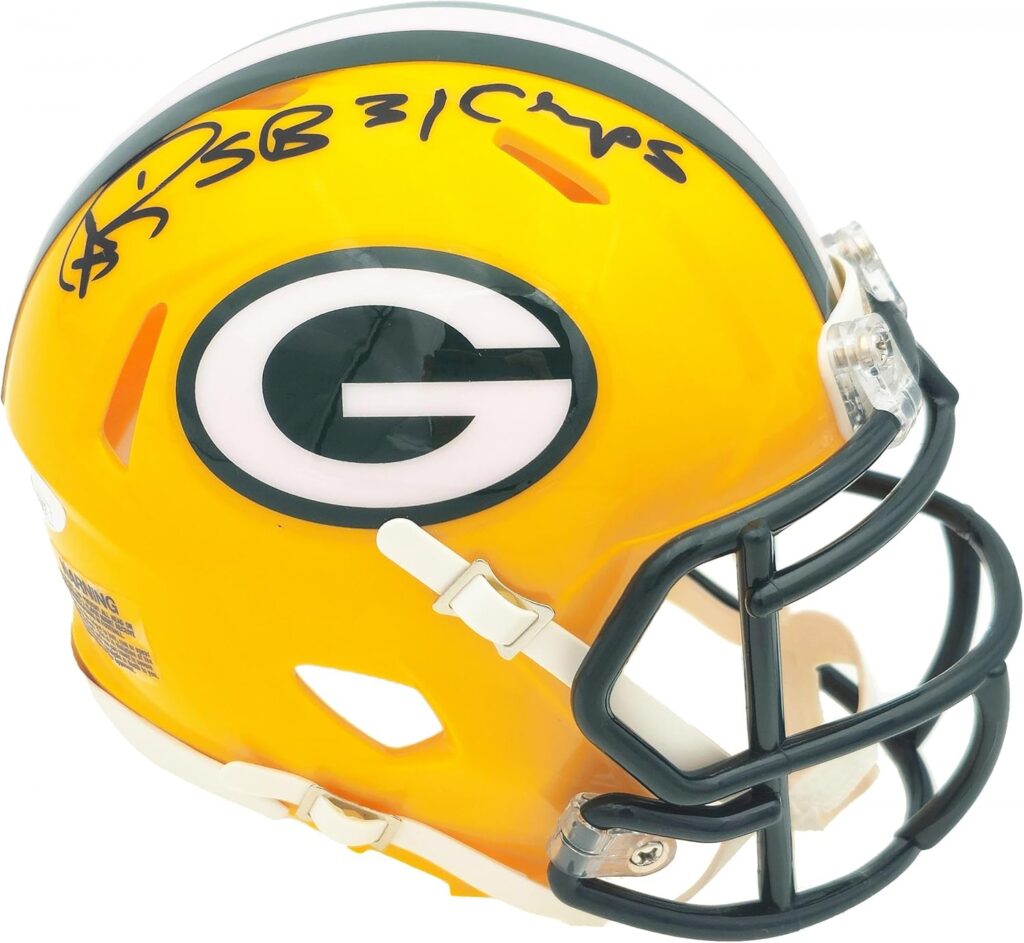 Andre Rison Autographed Bay Packers Yellow Speed Mini Helmet “SB 31 Champs” JSA Stock #232852 – Autographed NFL Mini Helmets