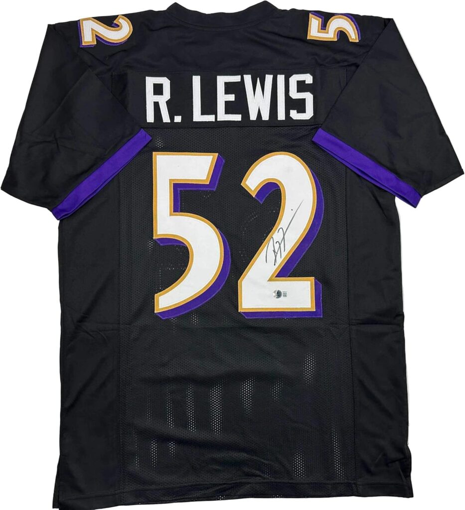 Autographed/Signed Ray Lewis Baltimore Black Football Jersey JSA COA
