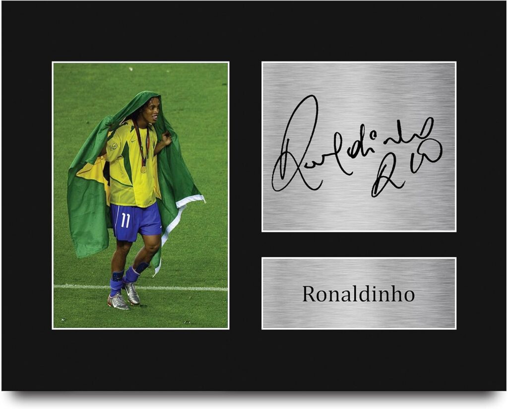HWC Trading Ronaldinho Gifts Signed Printed Autograph Brazil Photo Display – US Letter Size