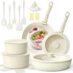 Ganiza 27pcs Nonstick Cookware Set, Pots and Pans Set Non Stick Detachable Handle, Non Toxic Cookware Sets Induction, Pots and Pans with Removable Handles, RV Cooking Set, Oven/Dishwasher Safe