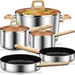 Stainless Steel Cookware Set 13PCS, Pots and Pans Set, Induction Cookware, Kitchen Cooking Set, Heavy Duty, Tri-Ply Base, Dishwasher Safe