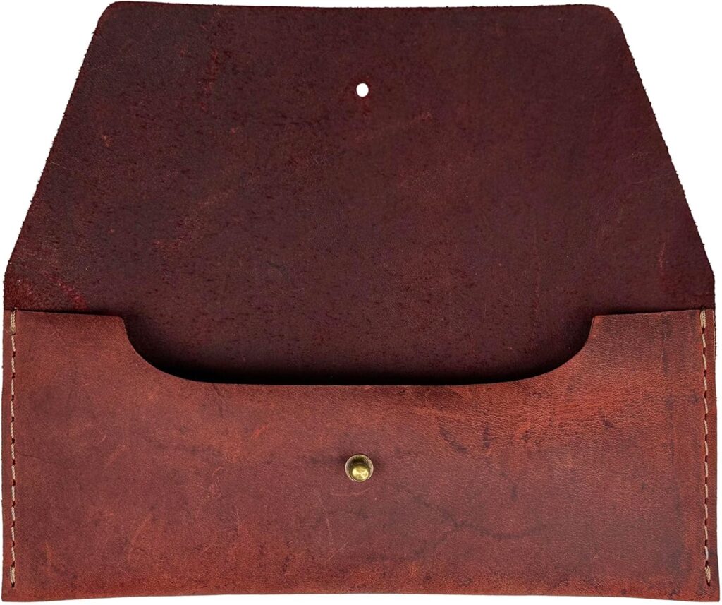 Leather Cash Envelope Wallet, Money Pouch Reusable Budget Envelope Wallet, Leather Cash Holder With One Slot Holder, Handmade, Full Grain Leather Vintage (Shedron)