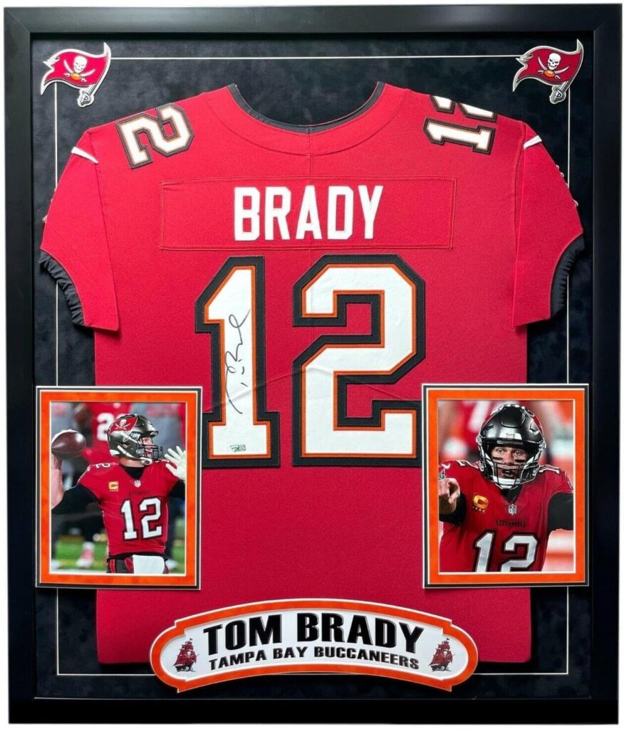 Tom Brady Autographed Tampa Bay Buccaneers Framed Jersey COA Fanatics Signed – Autographed NFL Jerseys