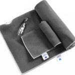 IUGA Yoga Towel for Hot Yoga Non Slip Extra Thick Yoga Mat Towel + Hand Towel 2in1 Set with Corner Pockets Super Absorbent and Quick Dry Hot Yoga Towel