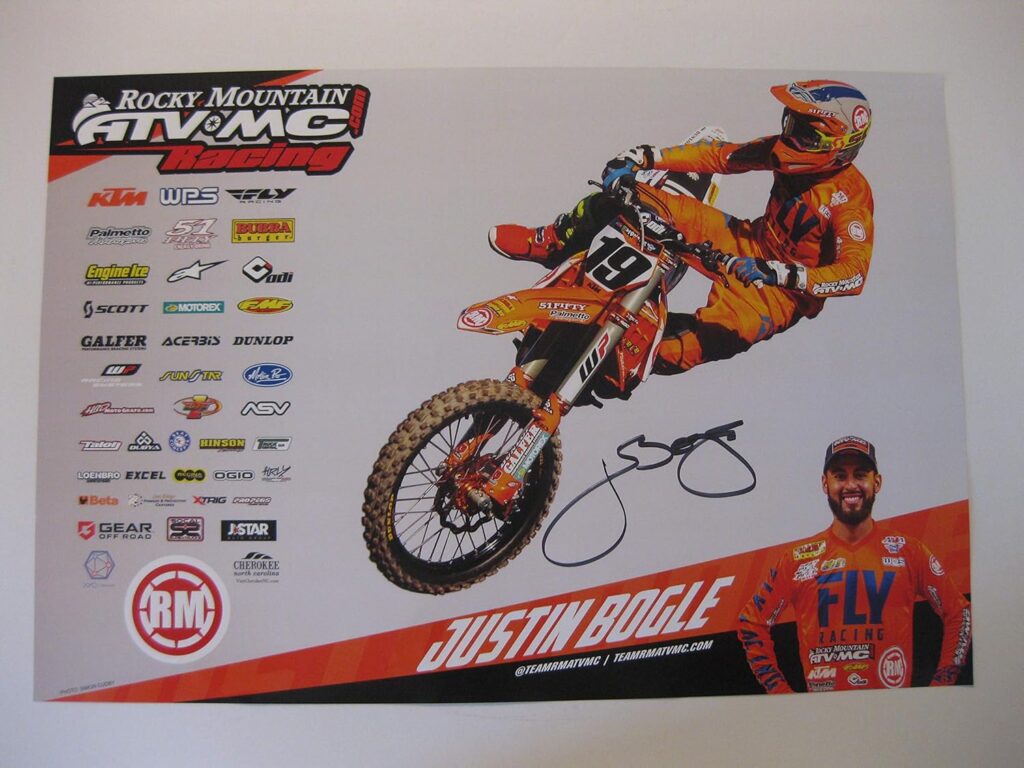 Justin Bogle, supercross, motocross, signed, autographed, 12×18 Poster, COA.
