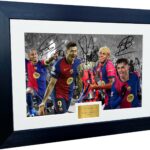 12×8 A4 Signed Barcelona LA LIGA CHAMPIONS 2025 Lamine Yamal Robert Lewandowski Raphinha Pedri Autographed Autograph Signature Picture Frame Photograph Photo Football Soccer Poster Gift
