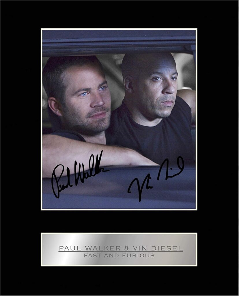 Paul Walker and Vin Diesel Signed Mounted Photo Display Fast and Furious