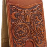 Full Grain Leather Bifold Wallet for Men – 11 Slots, RFID Blocking, Western Cowboy Gifts for Men – Brown