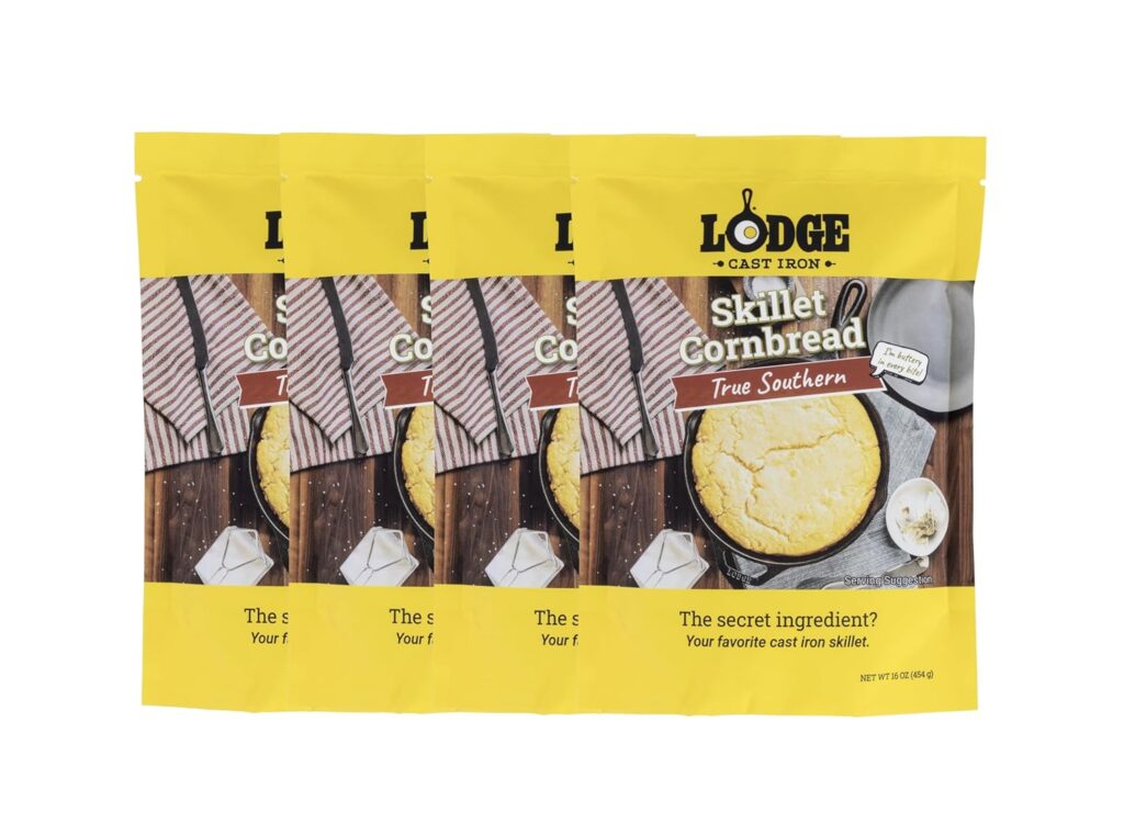 Lodge Cast Iron Skillet Cornbread – Easy to Bake 17.4 oz (4 Pack) – True Southern