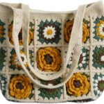Handmade Crochet Boho Shoulder Bag with Textured Floral Design & Zipper Closure – Cotton Lined Tote Purse for Women, Girls, Beach, Vacation, Photo Shoots, Parties