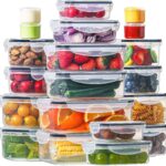 HOMBERKING 40 Pieces Food Storage Containers Set with Snap Lids (20 Lids + 20 Containers), Plastic Containers, BPA-Free Lunch Container Bento Box for Home, Black