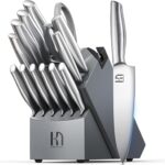 Knife Set, 14 Pcs Premium Japanese High Carbon Stainless Steel Kitchen Knife Set, Razor Sharp Knife Block Set with Built-in Sharpener, Quality Acacia Wood Block Knife Sets Ergonomic Handle
