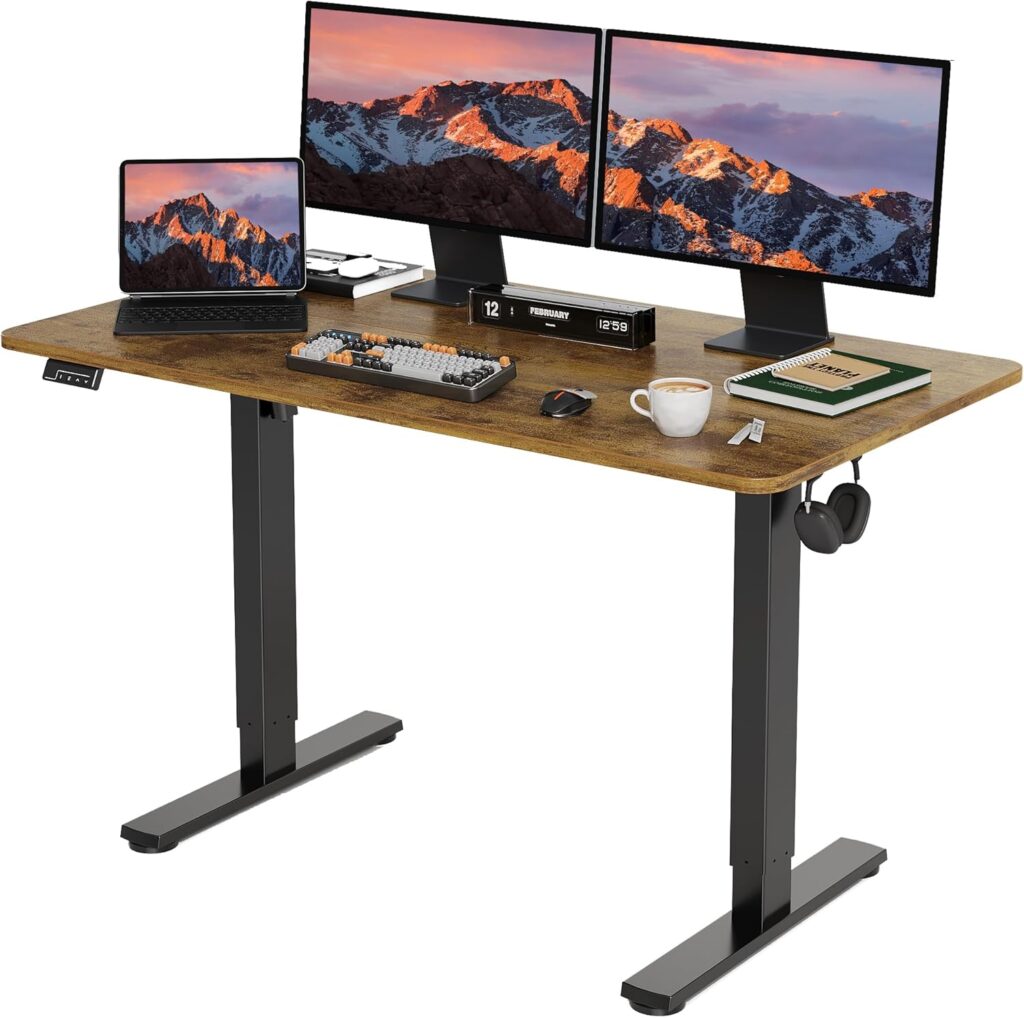 Electric Standing Desk (Rustic Brown, 48inches)