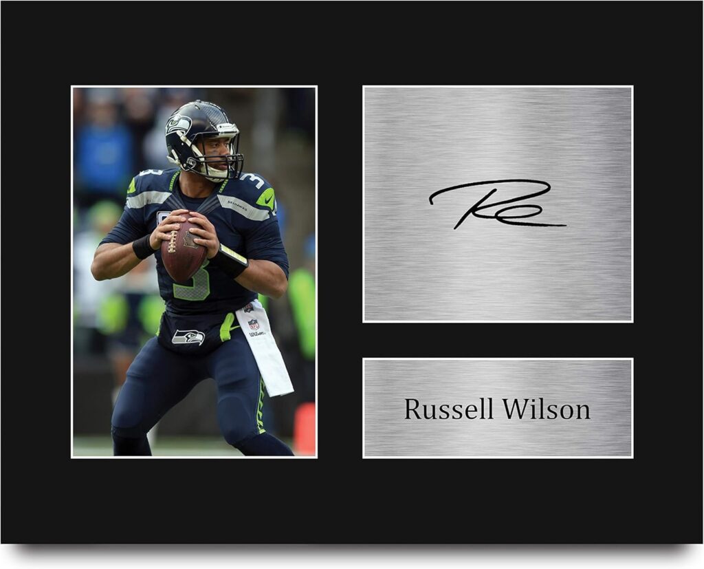 HWC Trading Russell Wilson USL Signed Printed Gifts Signed Printed Print Photo Picture Display for National Football League Fans – US Letter Size