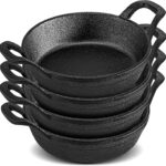 4Pack Mini Cast Iron Skillets, 6.3 x 6.3 x 1.5 Inch Frying Pan, Black Small Skillet, Cast Iron Pan with Handle, Mini Casserole Dish Skillets for Kitchen Baking Cooking Indoor Outdoor