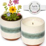 Hyggelight – The Growing Candle, Lavender Scented, 8.5oz Ceramic Pot, Single Wick Aromatherapy Candles, 100% Soy for Women and Men, Edith