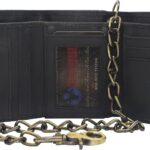 Men’s RFID Blocking Trifold Vintage Leather Biker Chain Wallet With Snap Closure