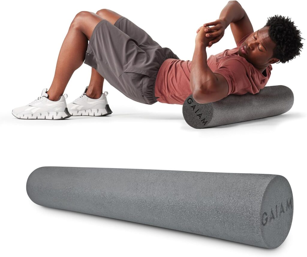 Gaiam Restore Foam Roller for Muscle Massage – Deep Tissue Muscle Massager for Sore Muscles & Stimulation – Total Body Pain Relief, Back, Neck, Foot, Calf, Leg, Arm (18 Inch and 36 Inch)