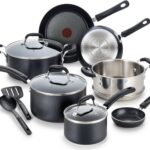 T-fal Experience Nonstick Cookware Set 12 Piece, Induction, Oven Broiler Safe 350F, Kitchen Cooking Set w/Fry Pans, Saucepan, Stockpot, Kitchen Utensils, Pots and Pans, Dishwasher Safe, Black