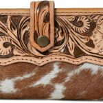 Merbaa Cowhide Leather Wallet for Women – Handcrafted Tooled Floral Western Clutch – Snap Closure Purse – Stylish Organizer for Daily Use – Gift Idea