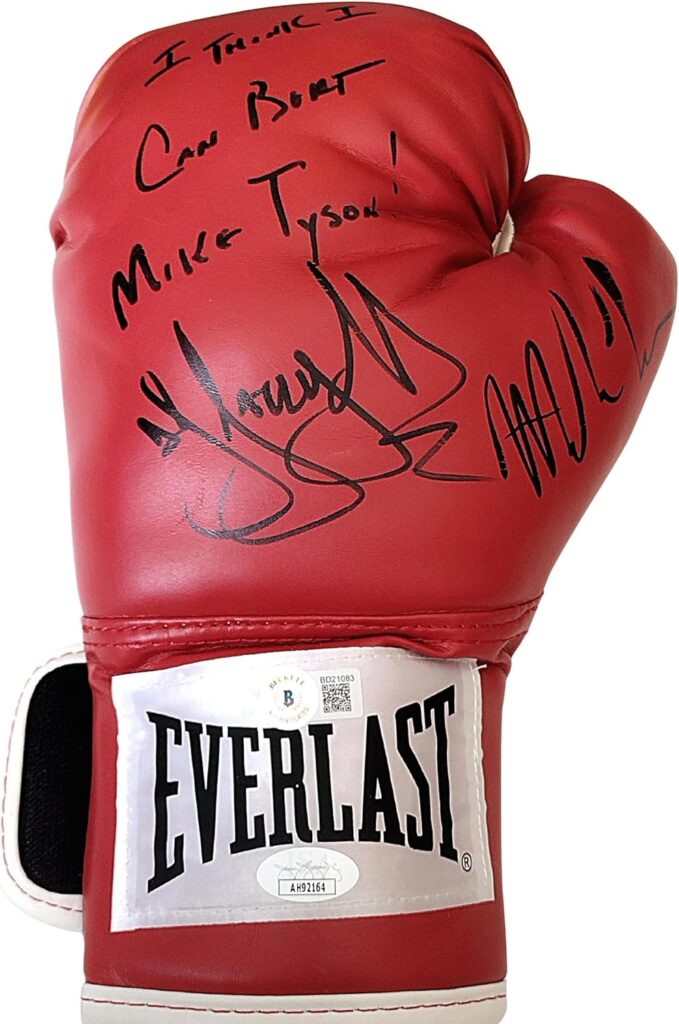 Mike Tyson Autographed Boxing Glove Duo Signed by DJ Jazzy Jeff with ‘I Think I Can Beat Mike Tyson’ Inscription Beckett Authentic Sports Memorabilia