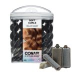 Conair Foam Hair Rollers – Heatless Curlers – Heatless Curls -Foam Rollers – Black & Gray – Assorted Sizes – 48 Count w/storage case