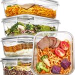 Vtopmart 5 Pack 35oz Glass Food Storage Containers with Lids, Meal Prep Containers, Airtight Reusable Lunch Container Set, Safe for Oven, Microwave, Freezer, and Dishwasher