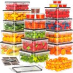 40 PCS Food Storage Containers with Lids Airtight (20 Containers & 20 Lids) – Plastic Food Containers for Kitchen Storage Reusable BPA-Free Leakproof Meal Prep Container with Labels & Pen