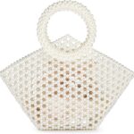 Pearl Clutch Purse White Summer Handbag Tote Bag Evening Party Bag With Pearls For Women