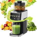 Cold Press Juicer, 5.12″ Wide Feed Chute Juice Extractor Machine, Slow Masticating Juicer with Quiet Motor, High Juice Yield, BPA-Free, Juice Maker for Whole Fruits, Vegetables & Leafy Greens (Black)