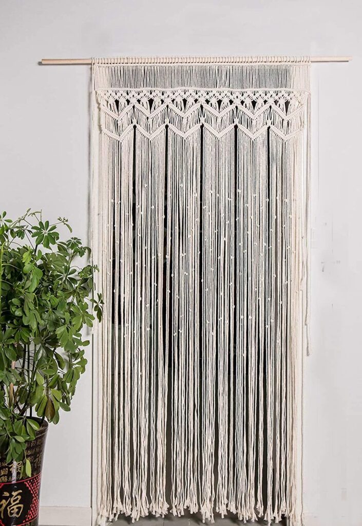 Bohemian Macrame Curtains Wall Hanging Window Doorway Curtain Wedding Backdrop, 37.5”W x 82”L