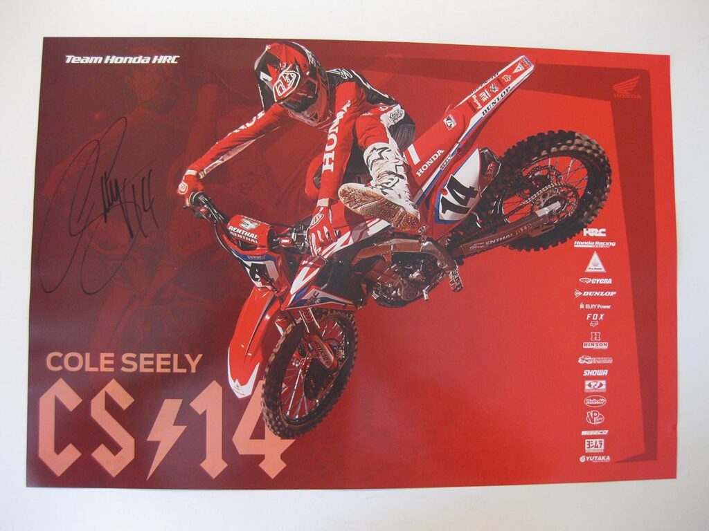 Cole Seely, supercross, motocross, signed, autographed, Honda 13×19 Poster, COA