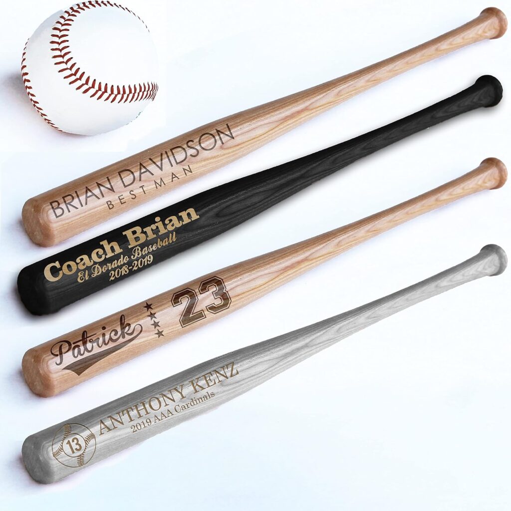 Personalized Mini Bat 18″ – Custom Mini Baseball Bat for Tee Ball, Little League, Softball Team, Coach Gift
