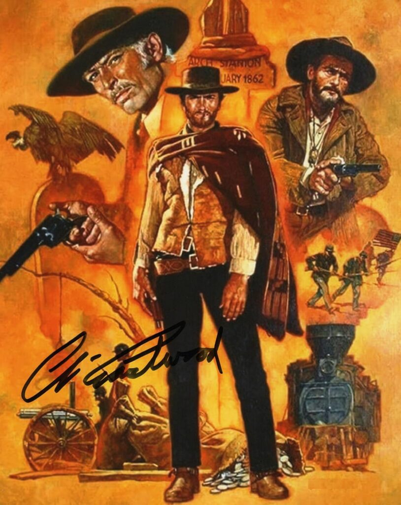 RP Clint Eastwood Signed Photo 8×10, Reprint COA Certificate of Authentication Autographed The Good The Bad and the Ugly Movie Poster
