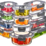 FineDine 24 Piece Premium Borosilicate Glass Meal Prep Containers Glass – Airtight Food Storage Containers with Lids, Hinged Locking Lid, BPA Free, For Meal Prep/Freezer/Oven
