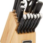 CUISINART Block Knife Set, 15pc Cutlery Knife Set with Steel Blades for Precise Cutting, Lightweight, Stainless Steel, Durable & Dishwasher Safe, C77BTR-15P