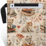 Cat Pattern Book Sleeve Bag Gift for Lovers & Librarians. Padded Book Cover Bag with Zipper & Front Pocket for Paperbacks. Washable Fabric, 11 x 8.5 Inch