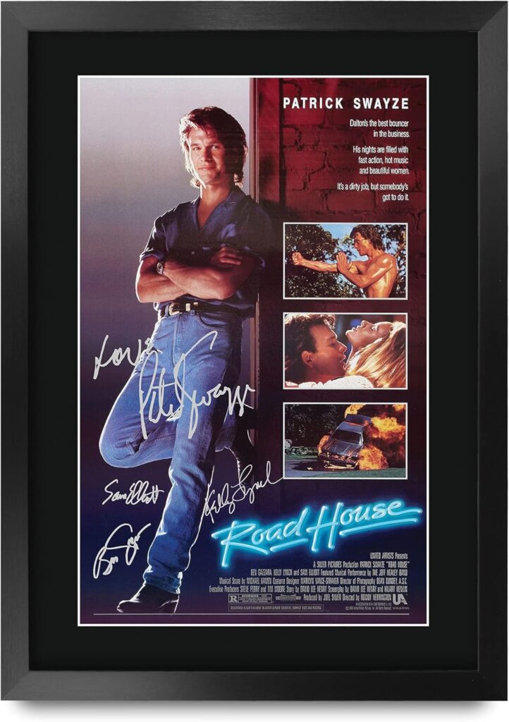 HWC Trading Roadhouse The Cast Patrick Swayze 16 x 12 inch Framed Gifts Printed Poster Signed Autograph Picture for Movie Memorabilia Fans – 16″ x 12″ Framed