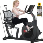 SNODE Magnetic Recumbent Exercise Bike for Home, Recumbent Bike for Rehab and Seniors, Recumbent Stationary Bike with LCD Monitor and Large Seat Cushion & Mesh Backrest, 330LB Weight Capacity