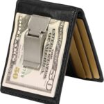 House of Jack Co. Maverick Bifold Money Clip Wallet for Men, Front Pocket Card Holder with Exterior ID Window, Full Grain Cowhide Leather Wallet, Black