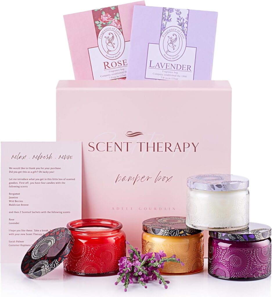 Aromatherapy Candle Set – 6-Piece, Multicolor – Stress Relief Scented Candles for Women – Bath Votives for Tub Relaxation
