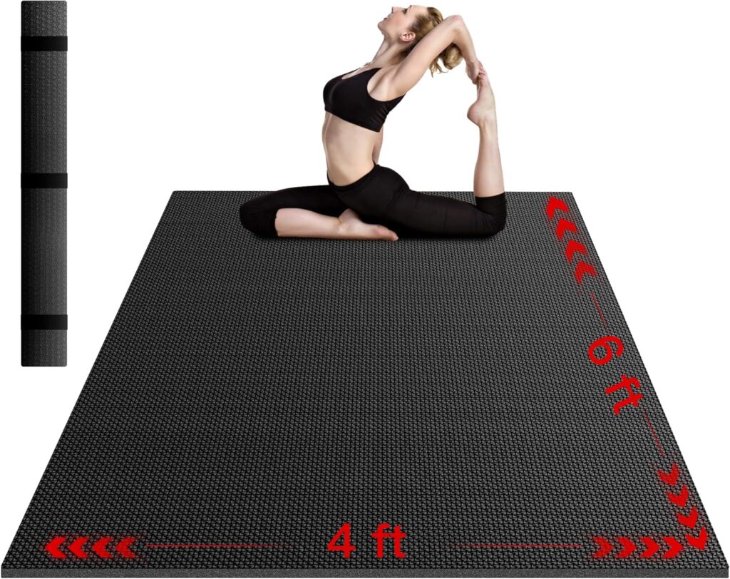VTORY Extra Thick Large Exercise Mat, 6’x4’/7’x5’/8’x6’/10’x6’x8mm(1/3 inch) , Non-Slip, PVC, Ultra Durable, Heavy-Duty Mat, Shoes-Friendly, High-Density, Large Wide Yoga Mat, Workout Mat for Home Gym, Cardio, Strength, HIIT, MMA