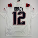 Autographed/Signed Tom Brady New England Patriots White Authentic Nike Limited Football Jersey Fanatics COA
