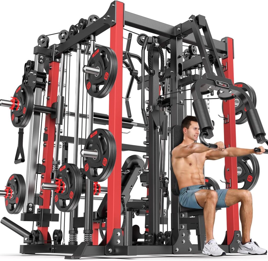 Power Cage,1600lbs Multi-Function Power Rack with Adjustable Cable Crossover System and More Training Attachment, Weight Cage for Home Gym