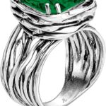 JEAN RACHEL JEWELRY 925 Sterling Silver Ring – Wrap Vintage Design with Cushion Shaped Cubic Zirconia – Hypoallergenic, Lead & Nickel Free – Artisan Handcrafted Statement Rings for Women